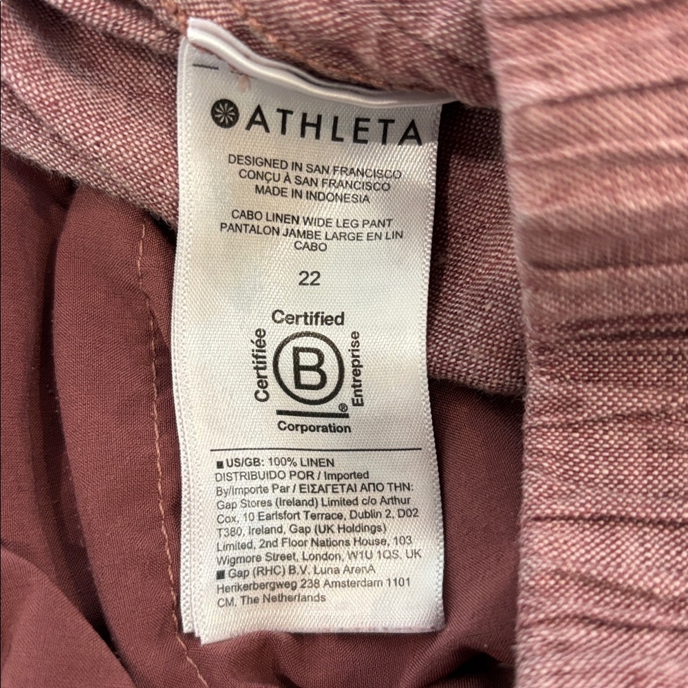 Athleta Cabo Linen Wide Leg High Waisted Cropped Pants Women's Plus Size 22 EUC - Picture 7 of 12